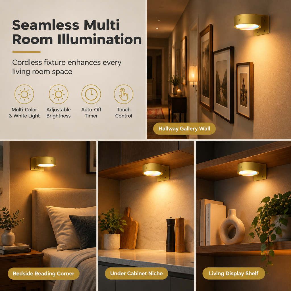 LED Puck Lights with Remote Control Battery Operated RGB Color Changing Under Cabinet Lighting Push Tap Night Light for Kitchen Closet Bedroom