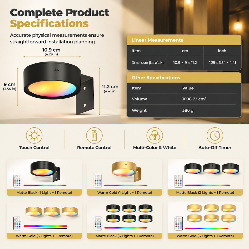LED Puck Lights with Remote Control Battery Operated RGB Color Changing Under Cabinet Lighting Push Tap Night Light for Kitchen Closet Bedroom