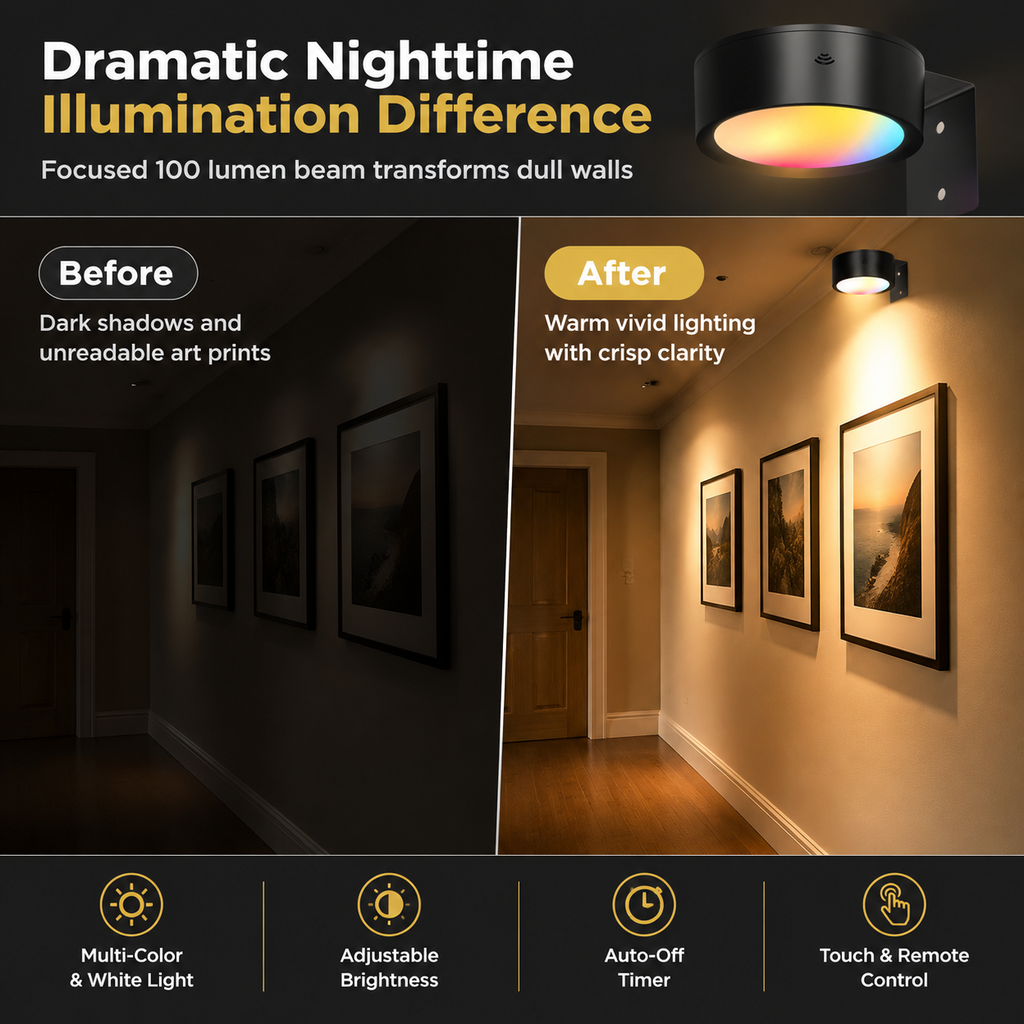 LED Puck Lights with Remote Control Battery Operated RGB Color Changing Under Cabinet Lighting Push Tap Night Light for Kitchen Closet Bedroom