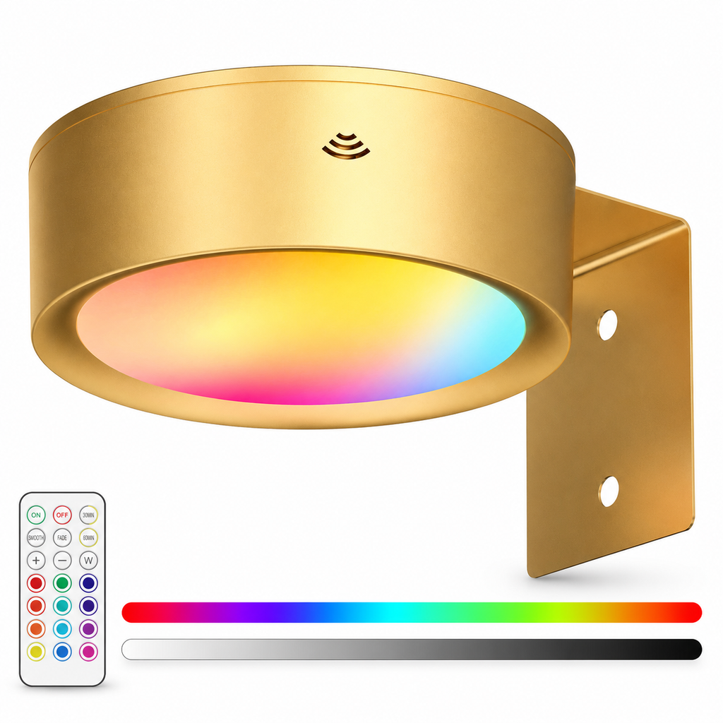 LED Puck Lights with Remote Control Battery Operated RGB Color Changing Under Cabinet Lighting Push Tap Night Light for Kitchen Closet Bedroom