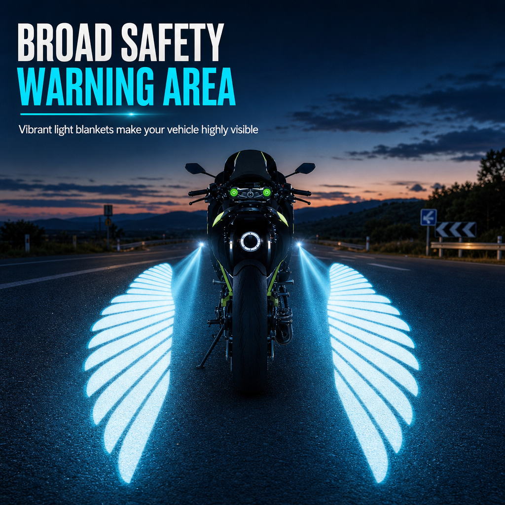 🏍️ Motorcycle LED Angel Wings Ground Projection Lights – Eye-Catching Wing Glow for Night Rides ✨