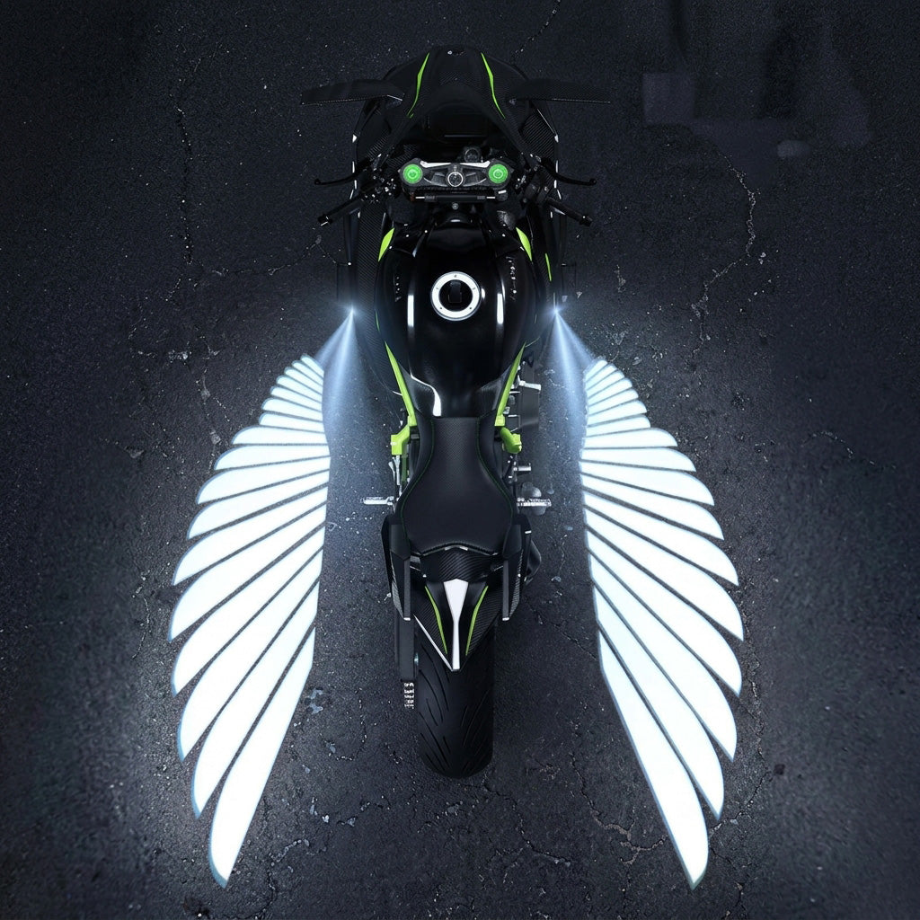 🏍️ Motorcycle LED Angel Wings Ground Projection Lights – Eye-Catching Wing Glow for Night Rides ✨