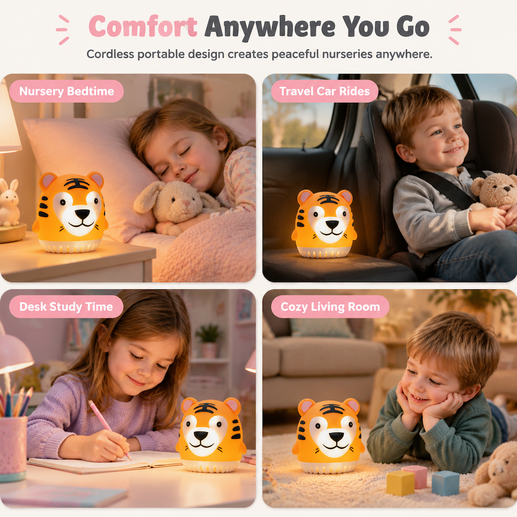 Portable Mini Animal White Noise Sound Machine with Soothing Music and LED Night Light Rechargeable Sleep Aid Device